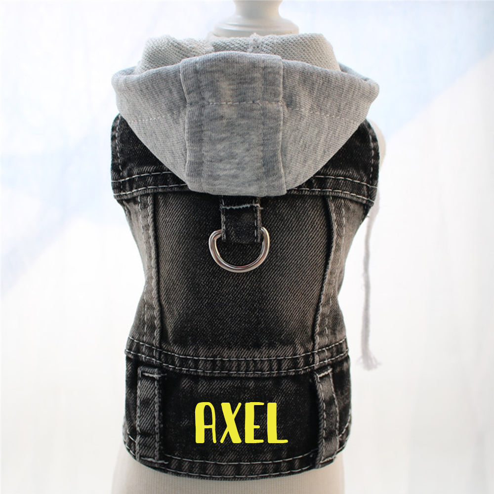 Personalized Name Denim Pet Hoodie Jacket | inCloth60