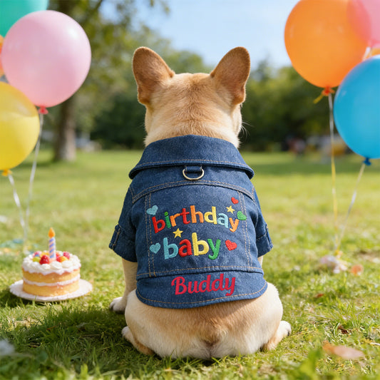 Personalized Embroidered Name Pet Birthday Denim Jacket | inCloth68