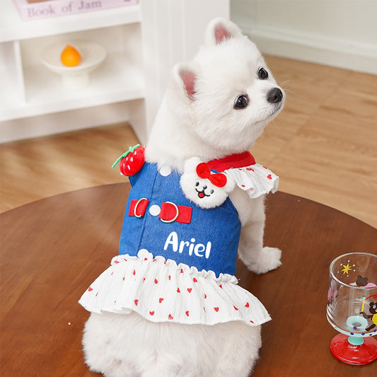 Personalized Name Denim Dress with Leash | inCloth14