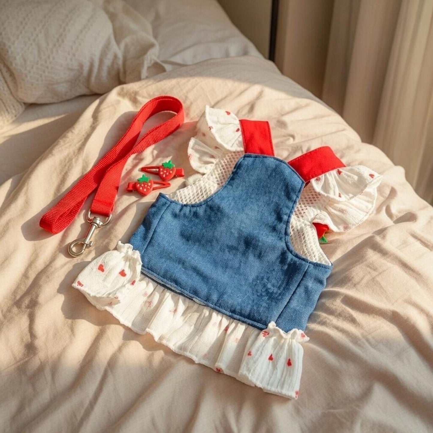 Personalized Name Denim Dress with Leash | inCloth14