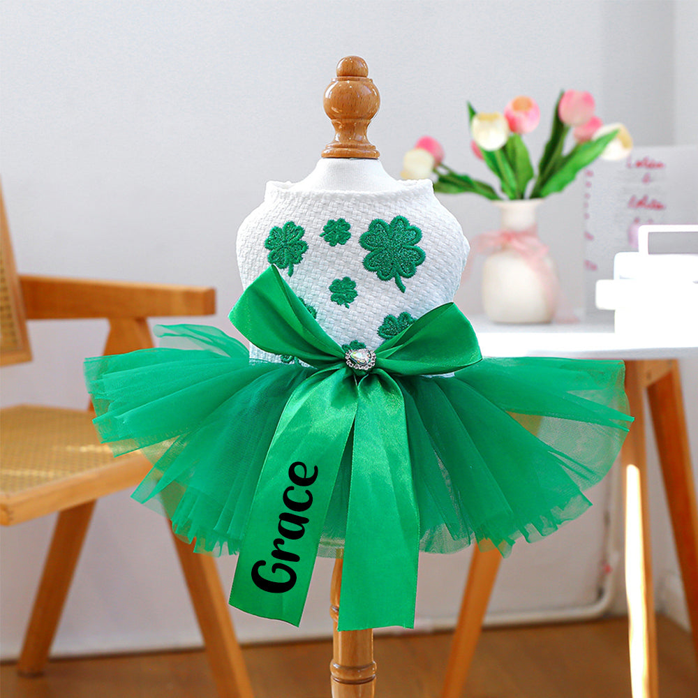 Robe personnalisée Patricks Day porte-bonheur pour animaux de compagnie | inCloth11