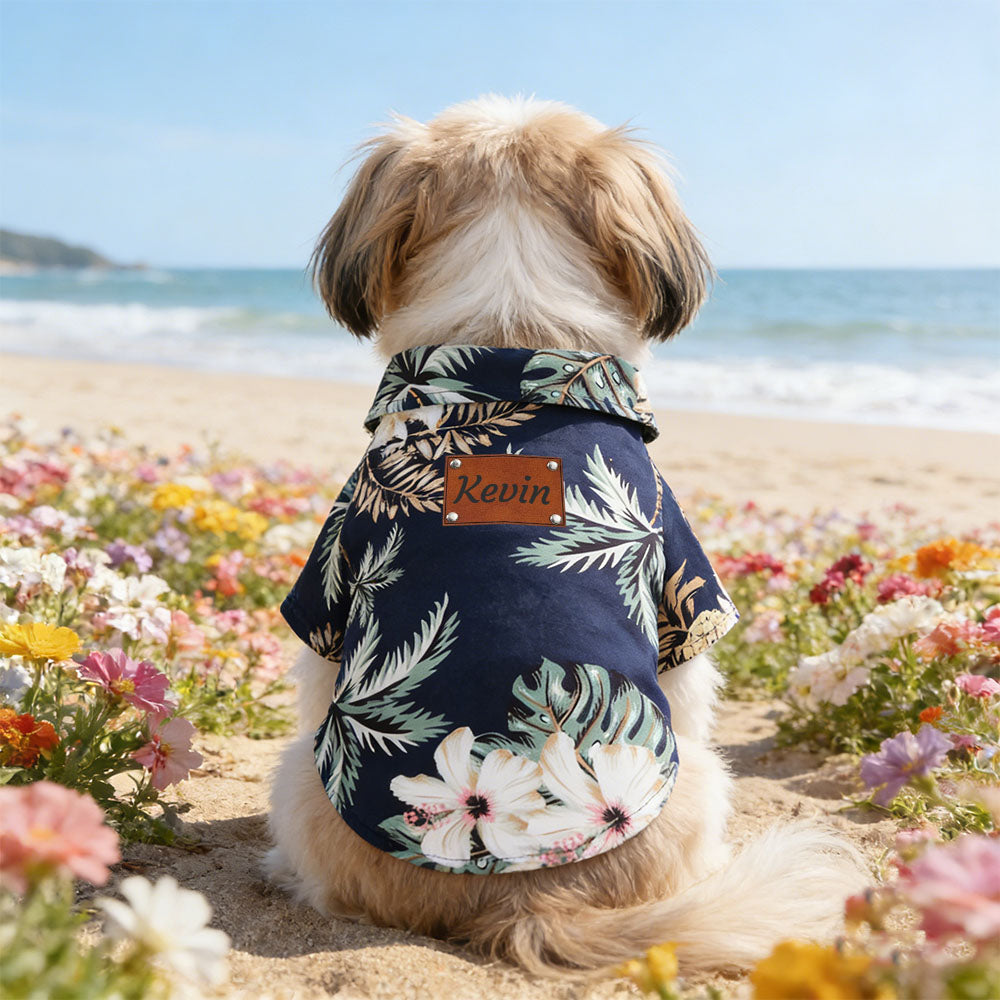 Personalisiertes Lederpatch Name Hawaii Haustier T-Shirt | inCloth57