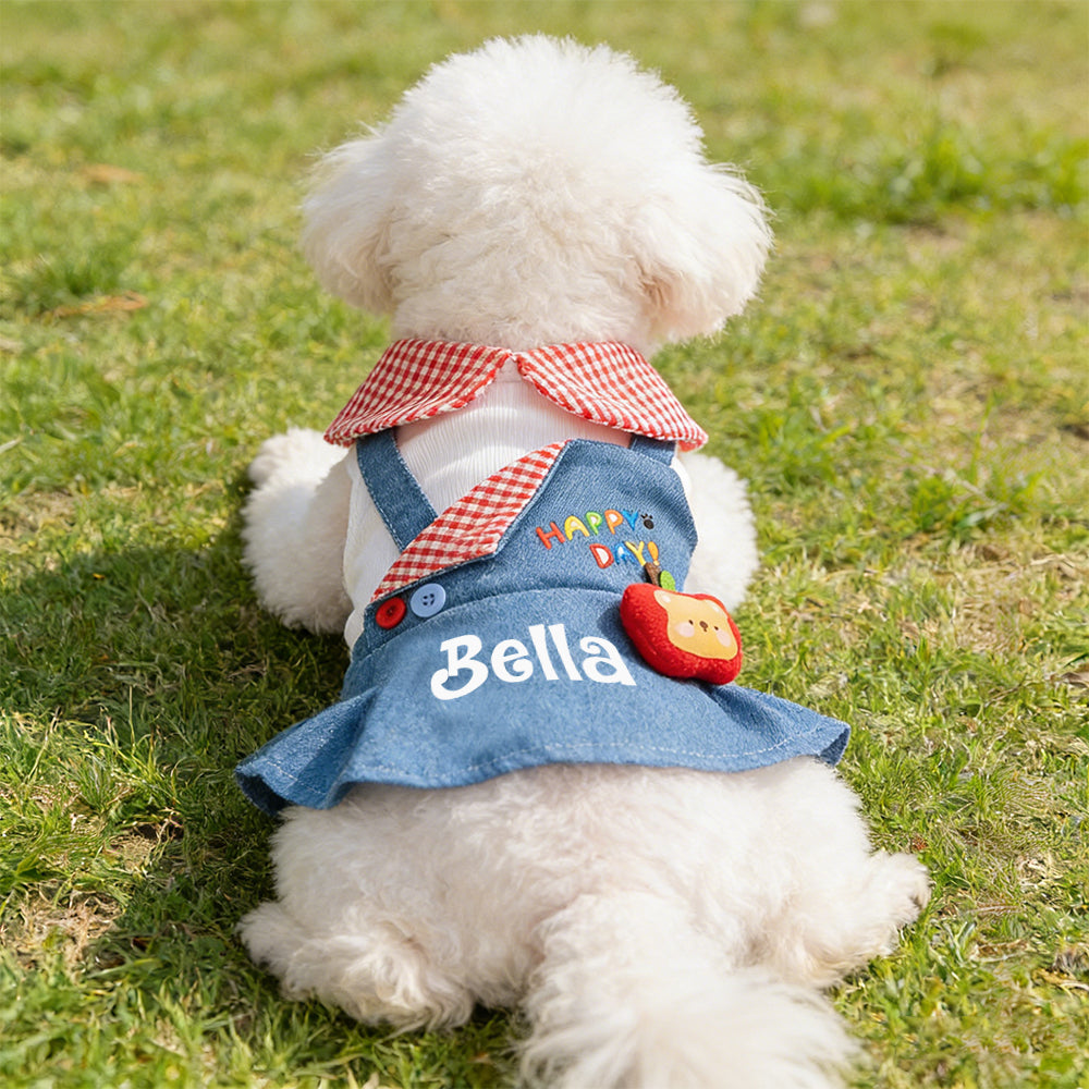 Personalized Name Pet Denim Overalls Dress  | inCloth59