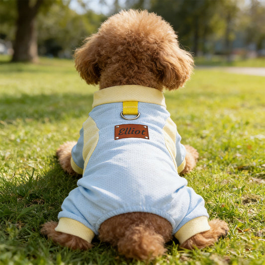 Personalized Leather Patch Name Breathable Summer Pet Jumpsuit  | inCloth64