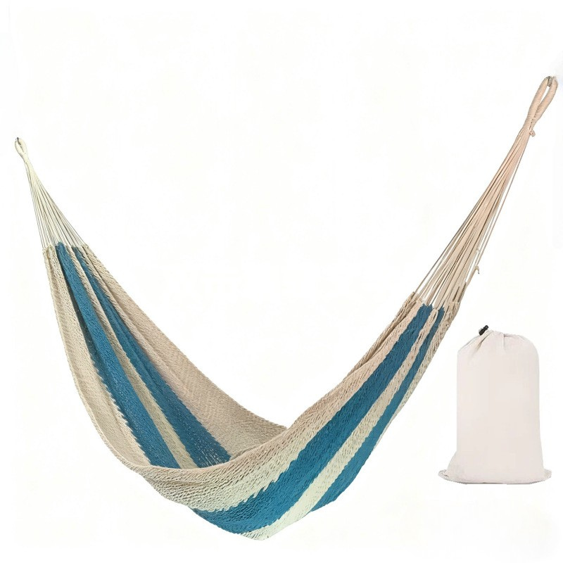 Hamac double en coton avec motif tressé à la main - Portable et respirant