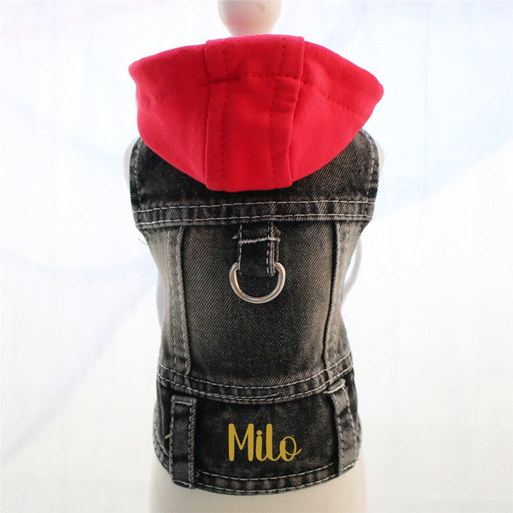 Personalized Name Denim Pet Hoodie Jacket | inCloth60