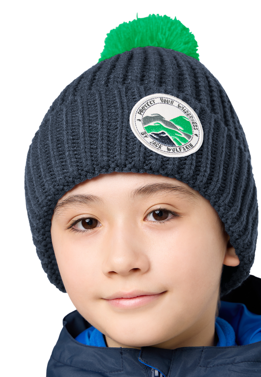 POMPOM BADGE BEANIE K