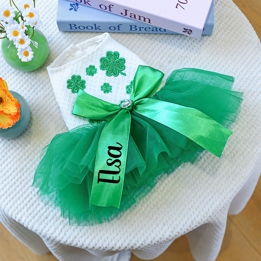 Robe personnalisée Patricks Day porte-bonheur pour animaux de compagnie | inCloth11