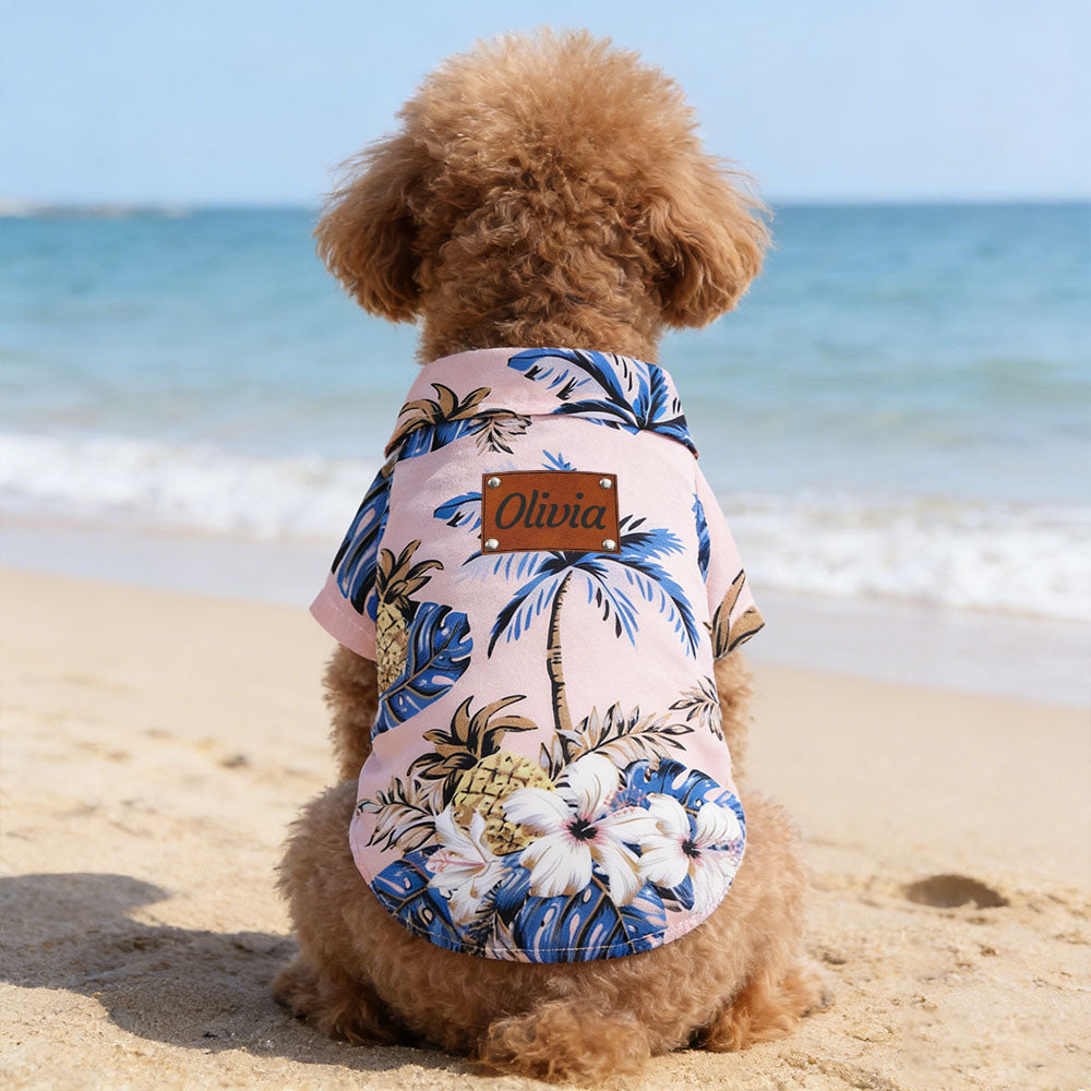 Personalisiertes Lederpatch Name Hawaii Haustier T-Shirt | inCloth57