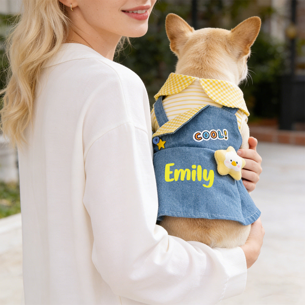Personalized Name Pet Denim Overalls Dress  | inCloth59