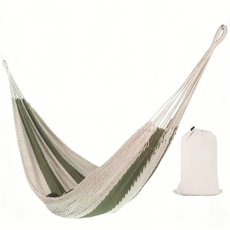 Hamac double en coton avec motif tressé à la main - Portable et respirant