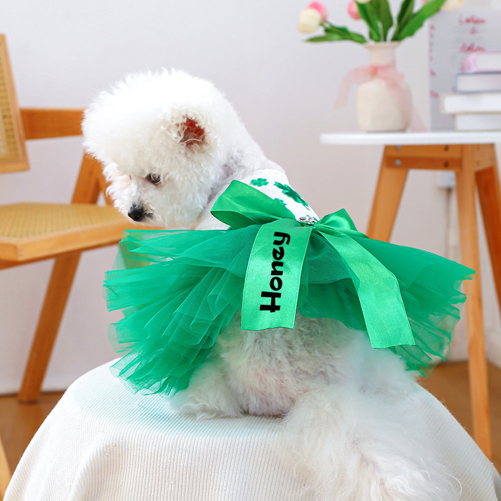 Robe personnalisée Patricks Day porte-bonheur pour animaux de compagnie | inCloth11