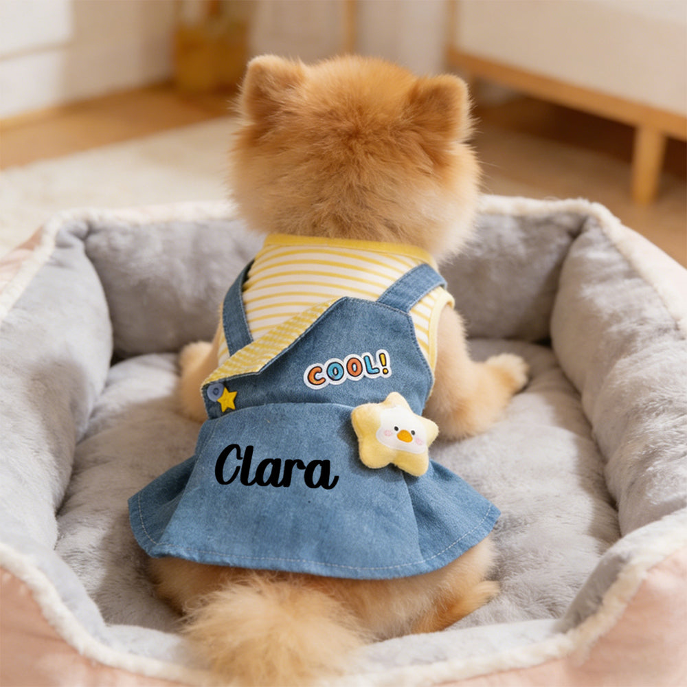 Personalized Name Pet Denim Overalls Dress  | inCloth59