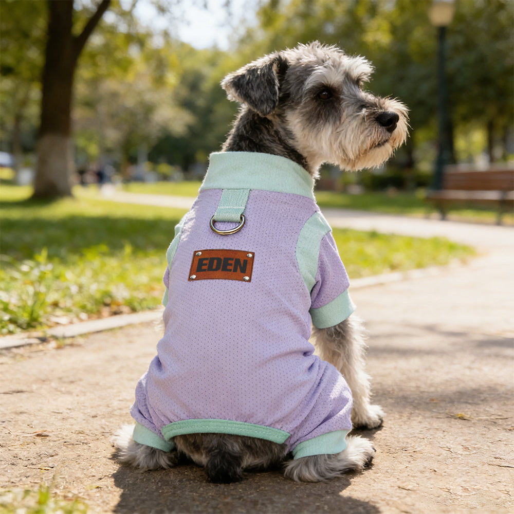 Personalized Leather Patch Name Breathable Summer Pet Jumpsuit  | inCloth64