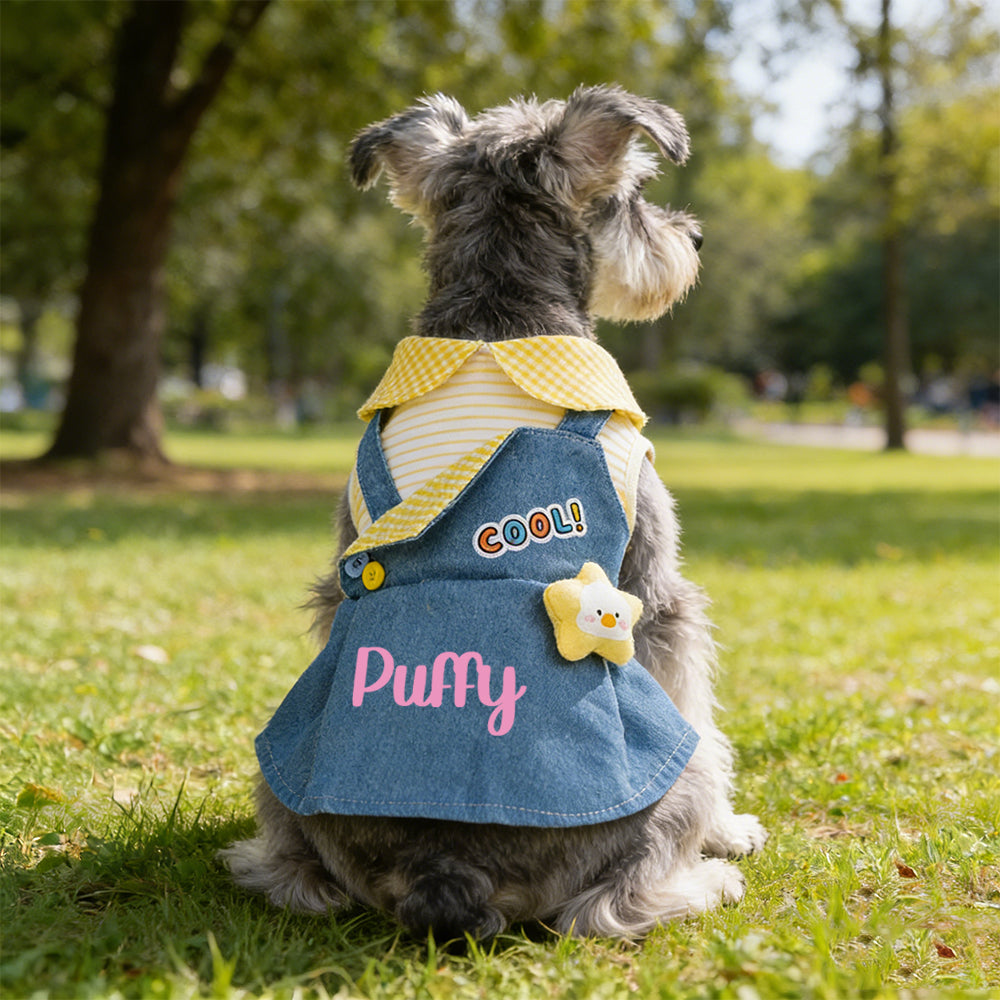 Personalized Name Pet Denim Overalls Dress  | inCloth59
