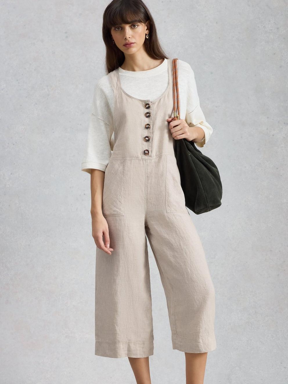 Viola Sleeveless Linen Dungaree