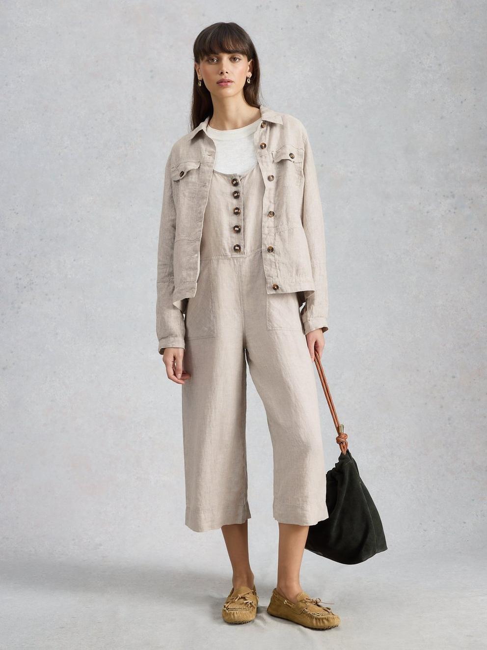 Viola Sleeveless Linen Dungaree