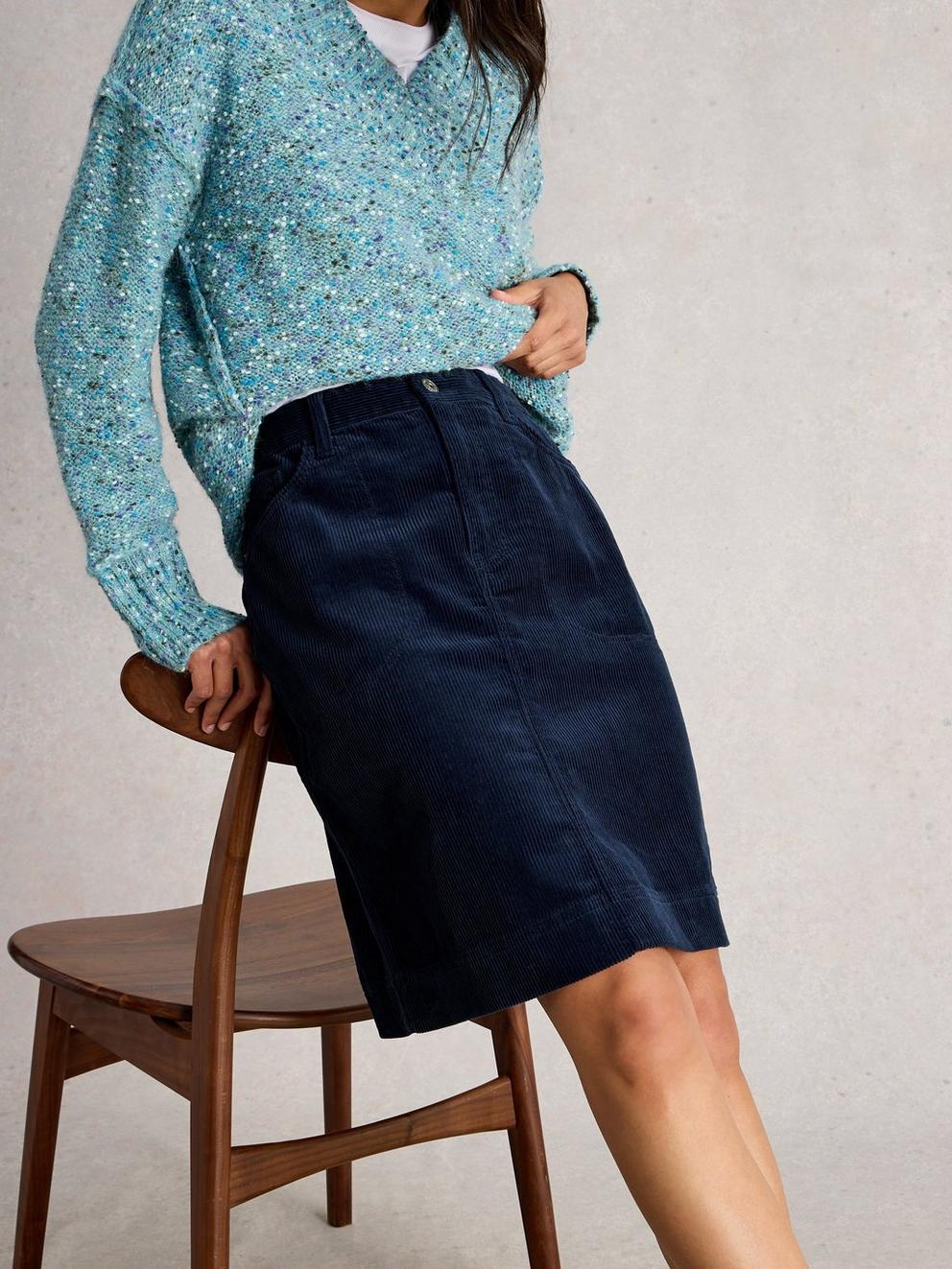 Tia Cord Knee Length Skirt