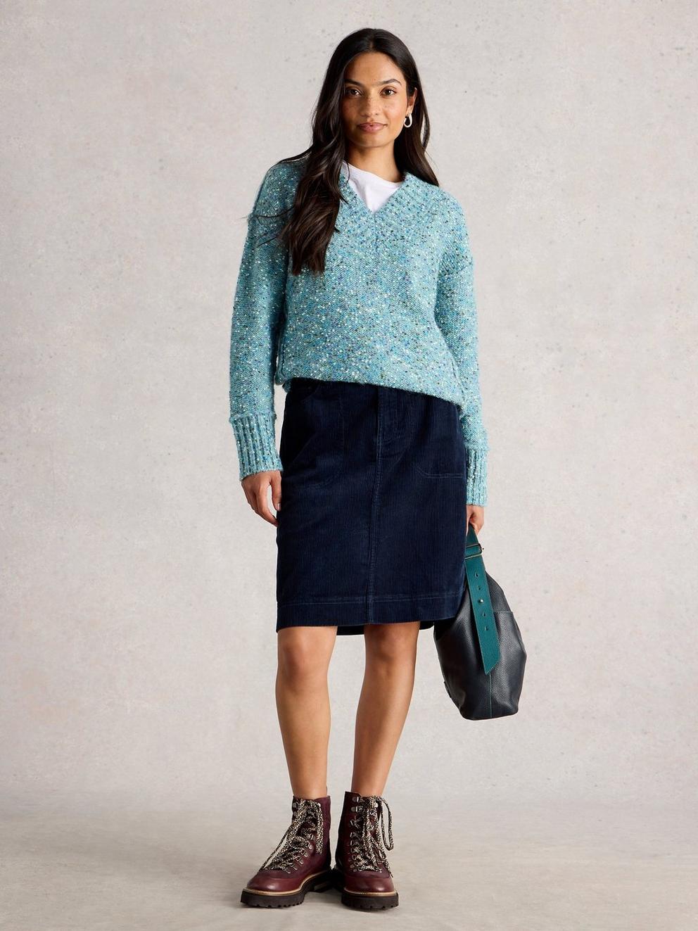 Tia Cord Knee Length Skirt