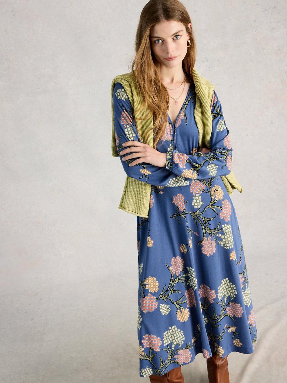 Megan Jersey Long Sleeve Midi Dress