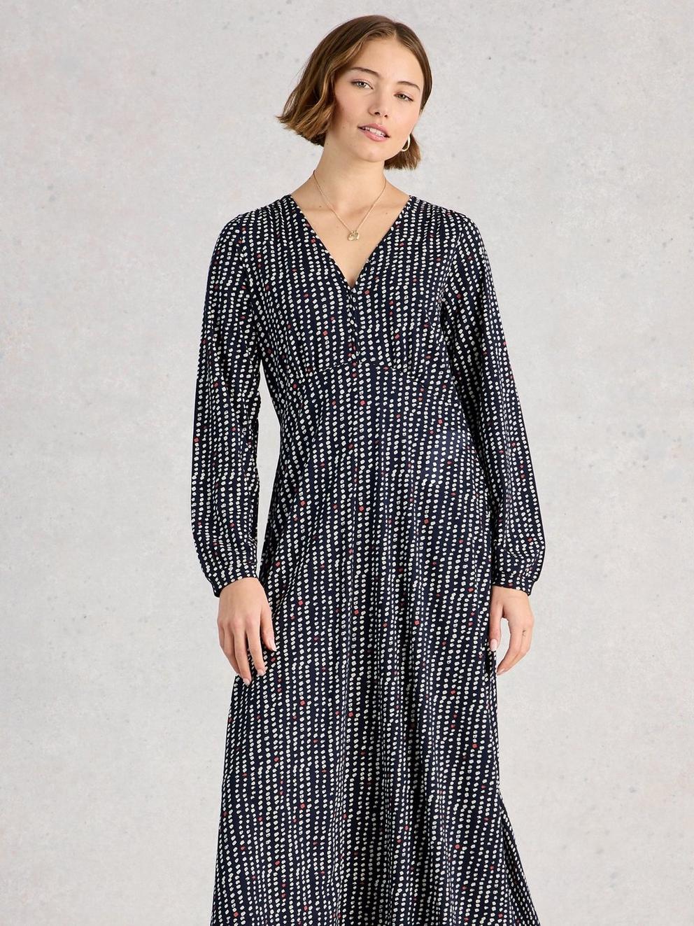 Megan Jersey Long Sleeve Midi Dress