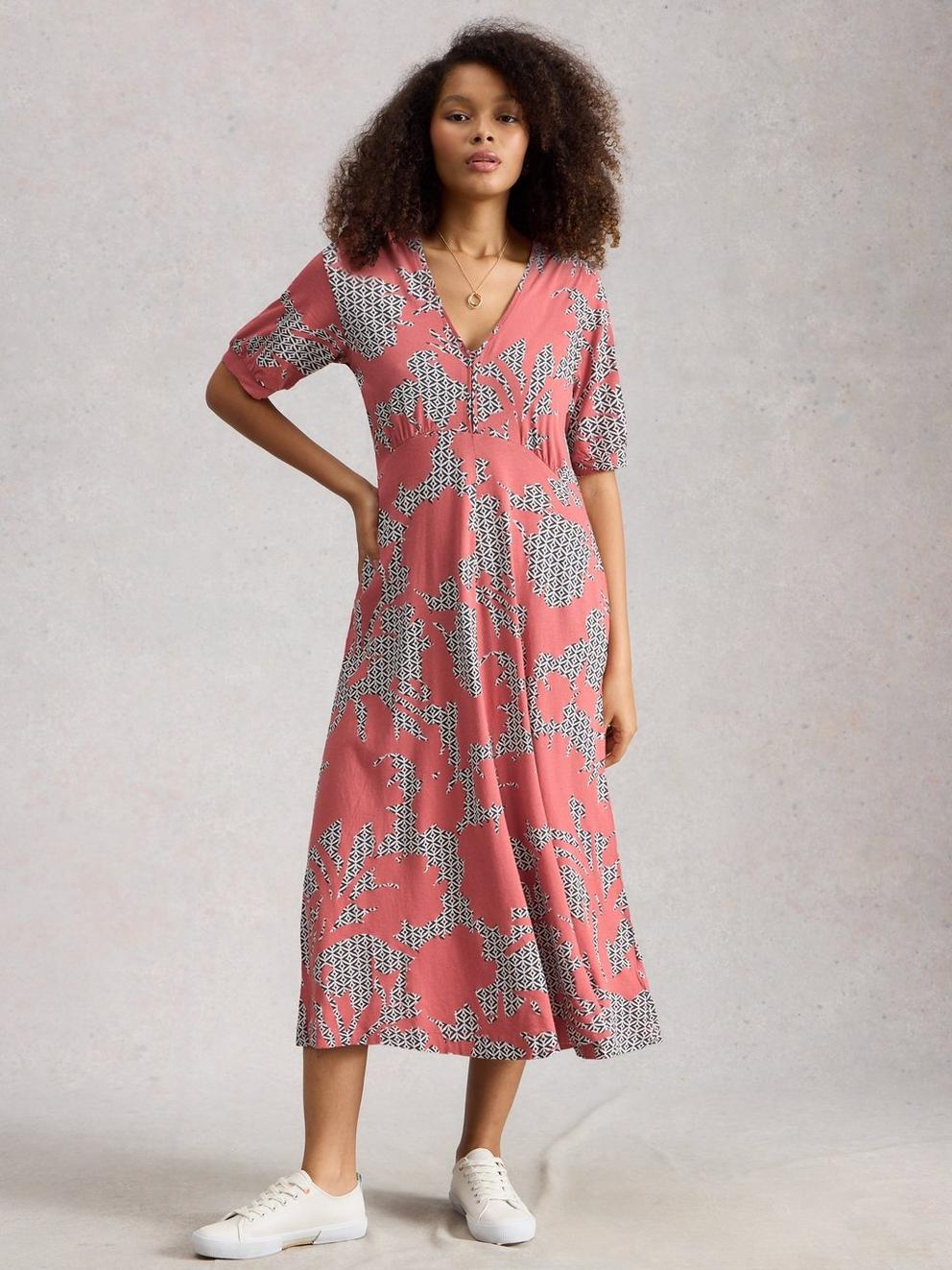Megan Short Sleeve V Neck Jersey Dress