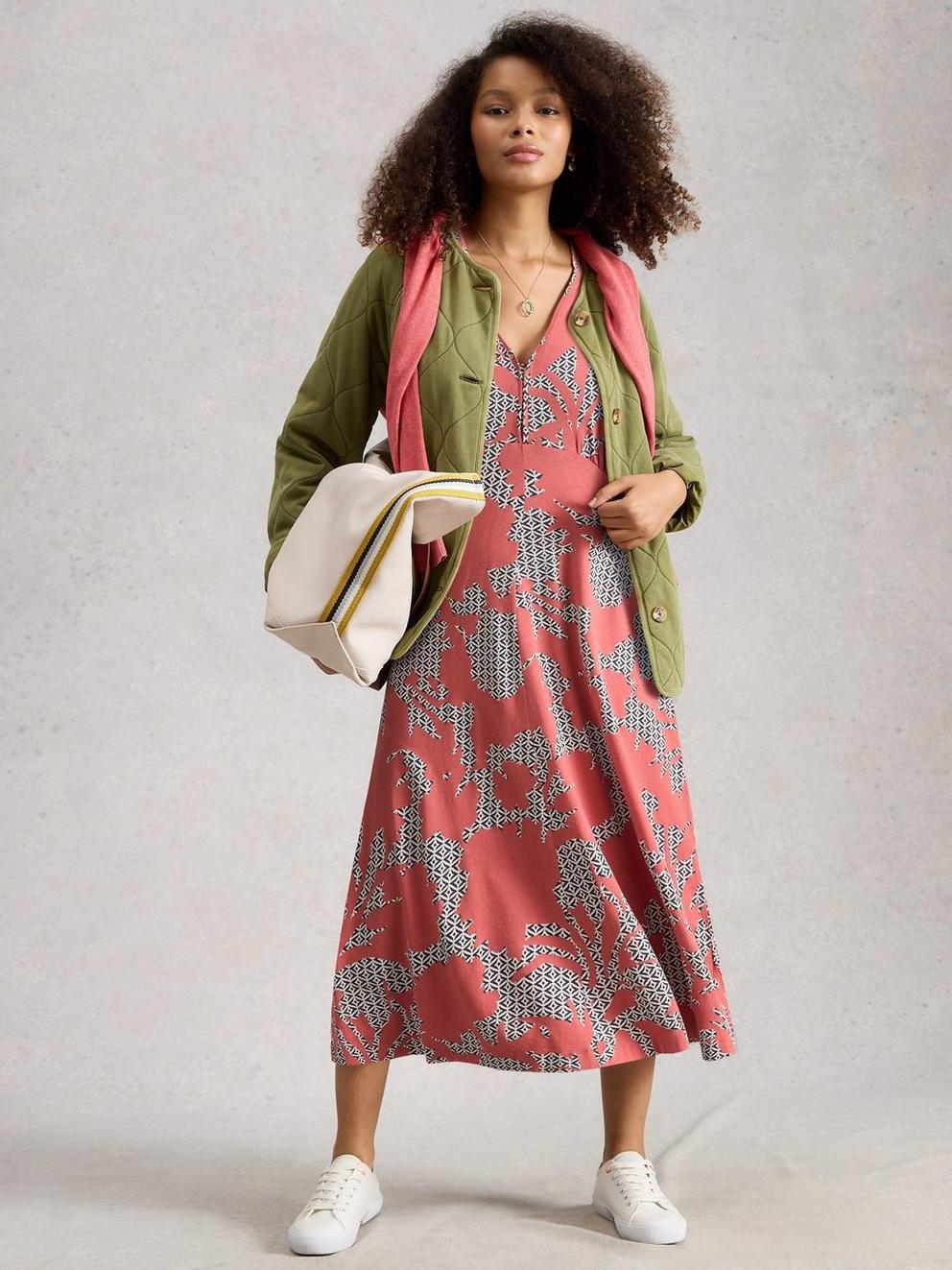 Megan Short Sleeve V Neck Jersey Dress