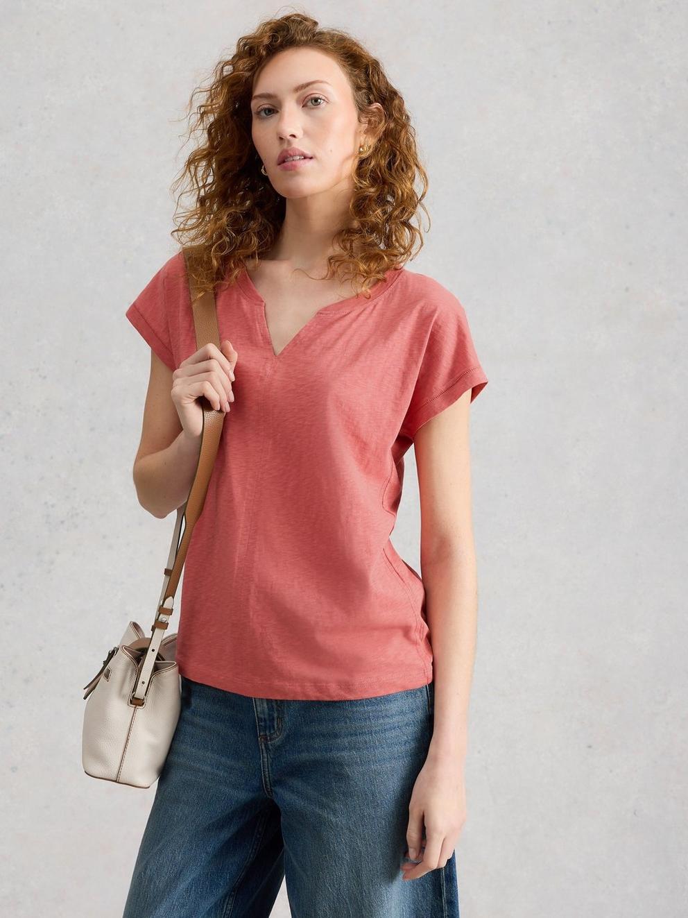 Nelly Notch Neck Short Sleeve T-Shirt