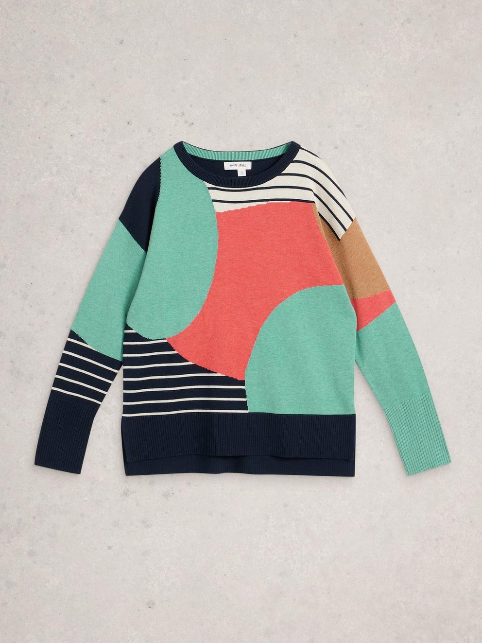 Olive Crew Neck Abstract Jumper