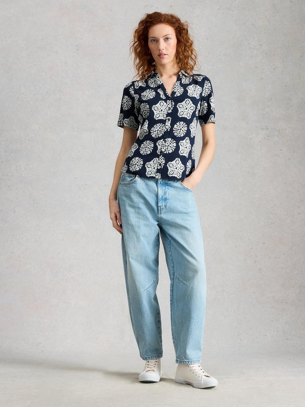 Annie Collared Short Sleeve Jersey Shirt
