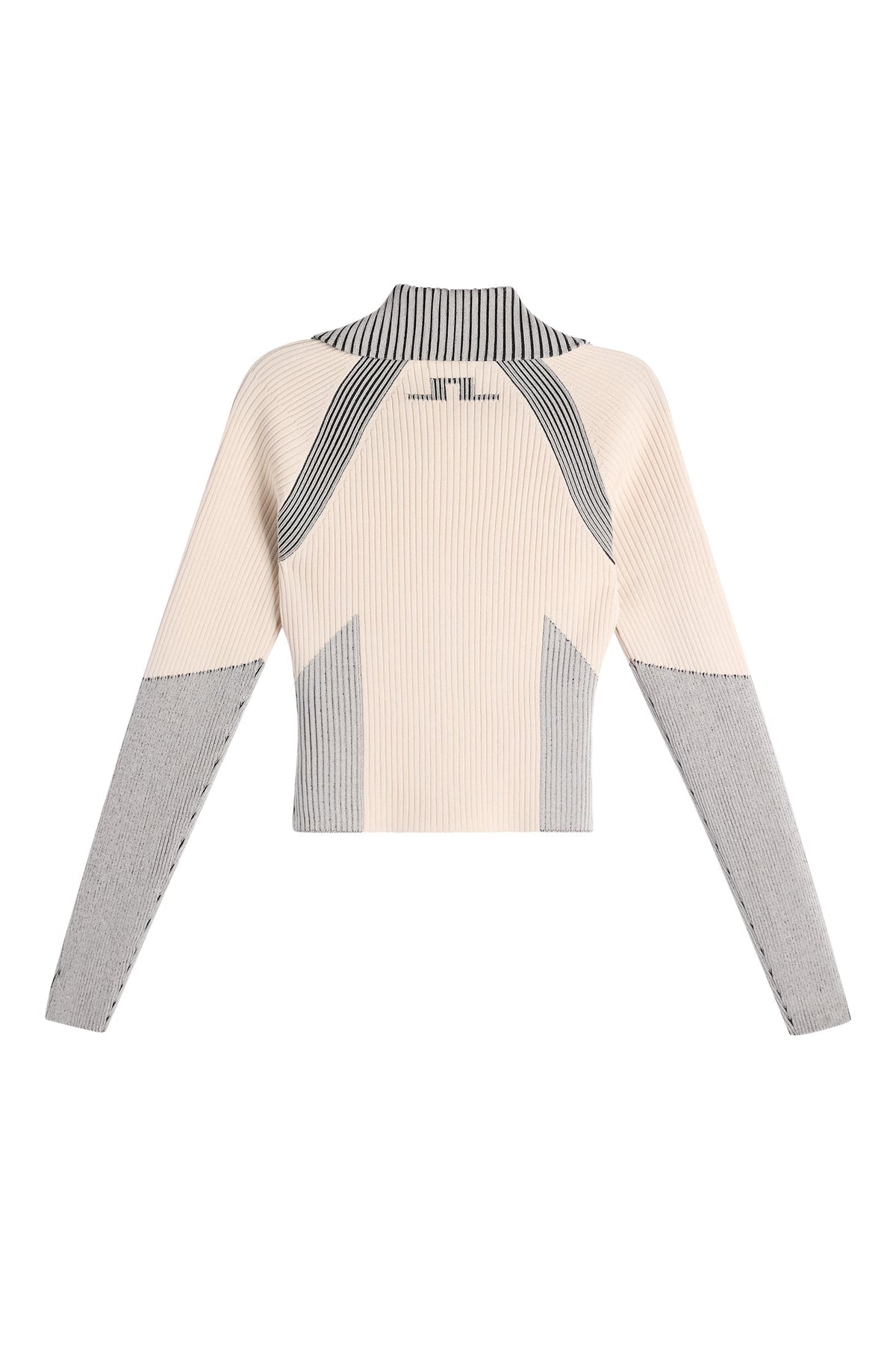 Terri Contrast Rib Zip Sweater / Moonbeam