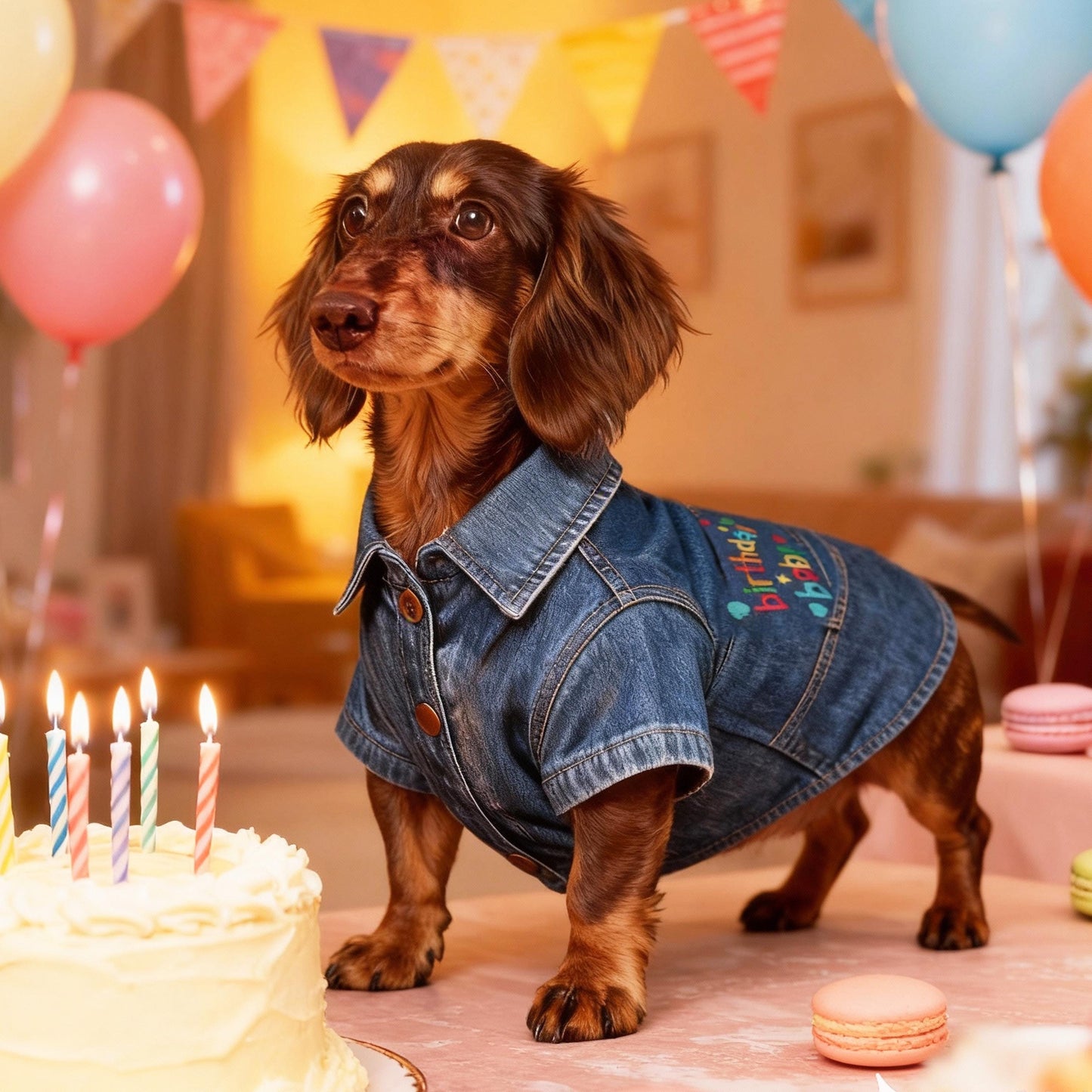 Personalized Embroidered Name Pet Birthday Denim Jacket  | inCloth68