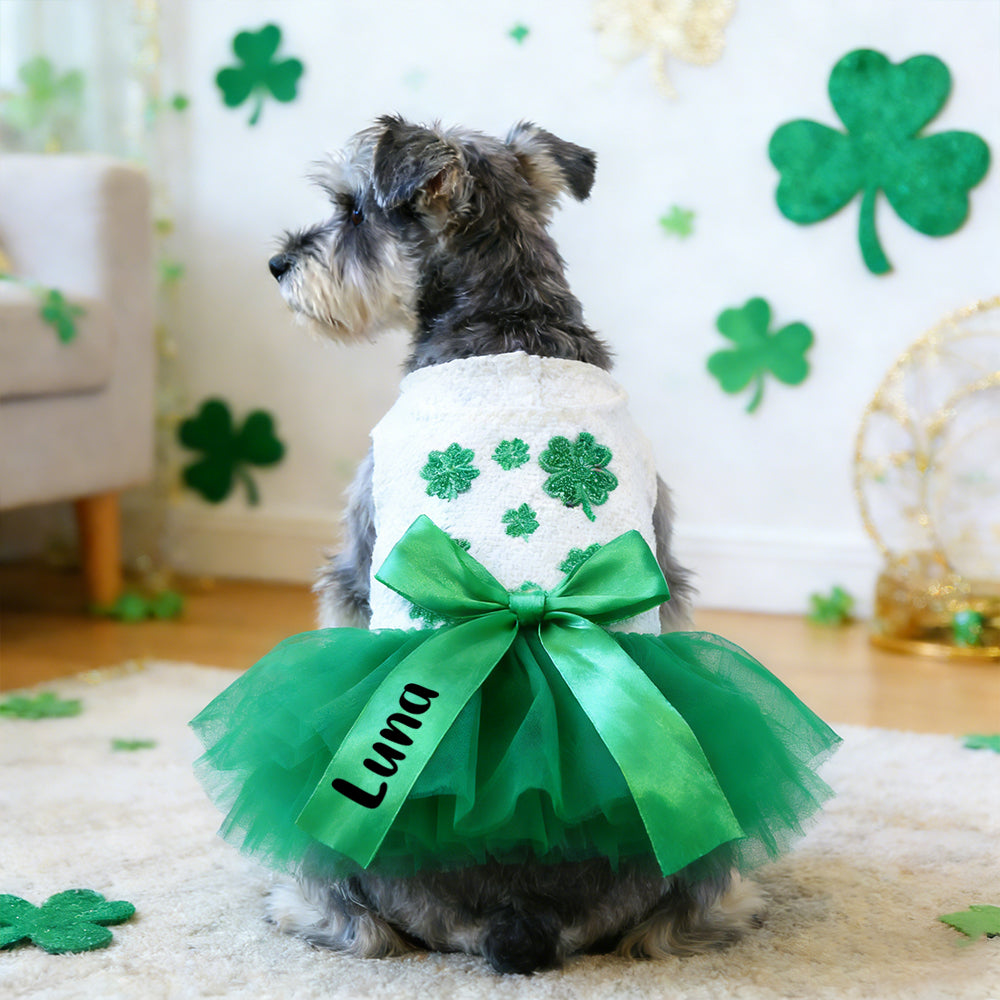 Robe personnalisée Patricks Day porte-bonheur pour animaux de compagnie | inCloth11