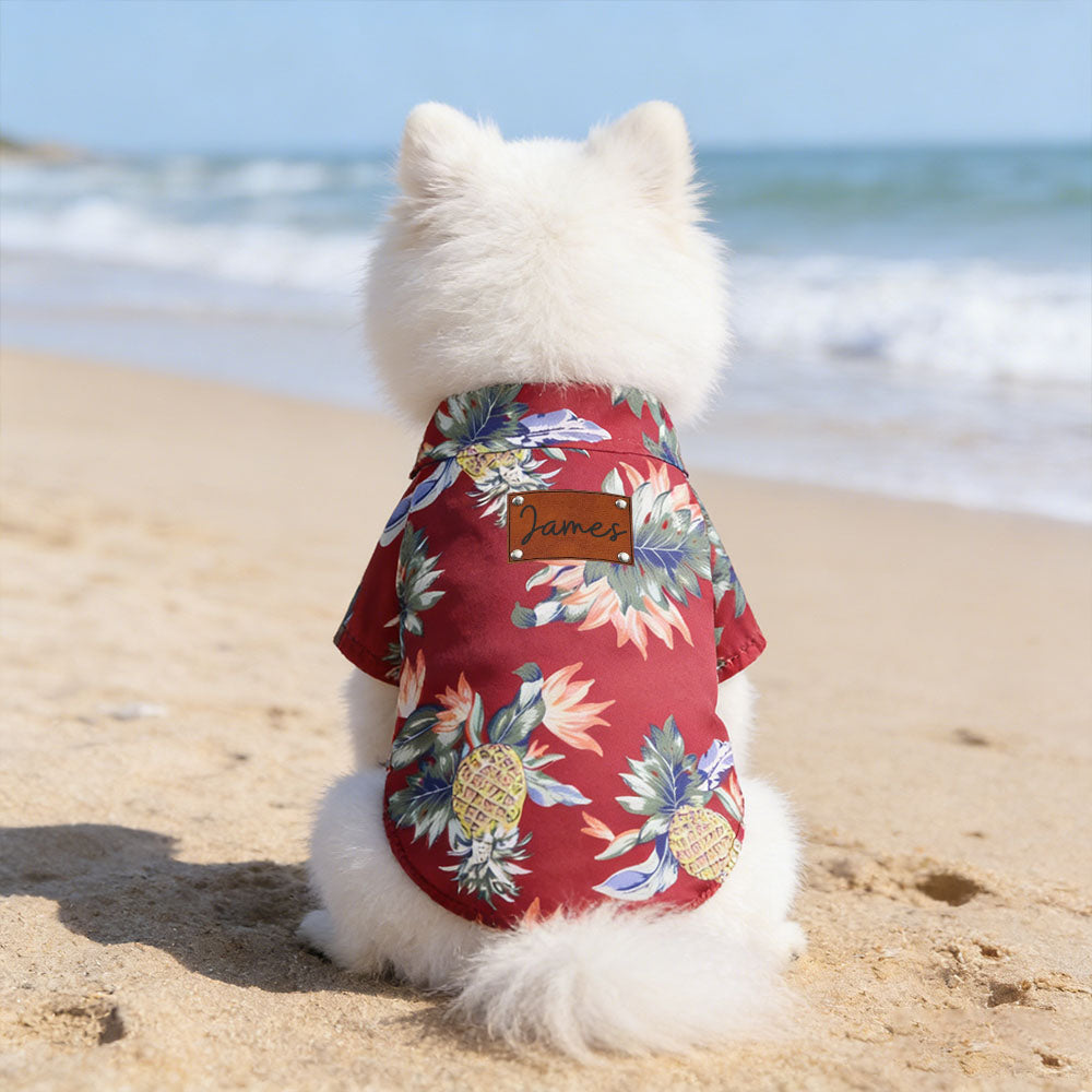 Personalisiertes Lederpatch Name Hawaii Haustier T-Shirt | inCloth57