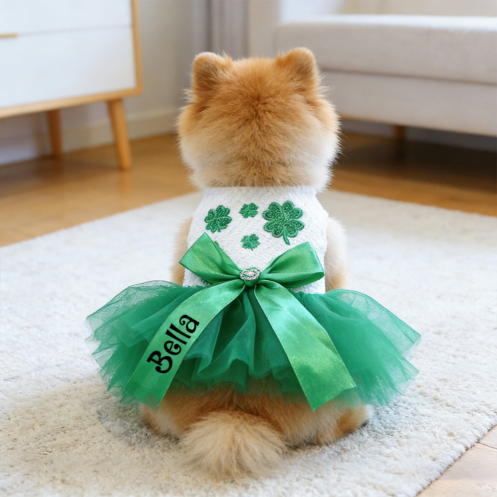 Robe personnalisée Patricks Day porte-bonheur pour animaux de compagnie | inCloth11