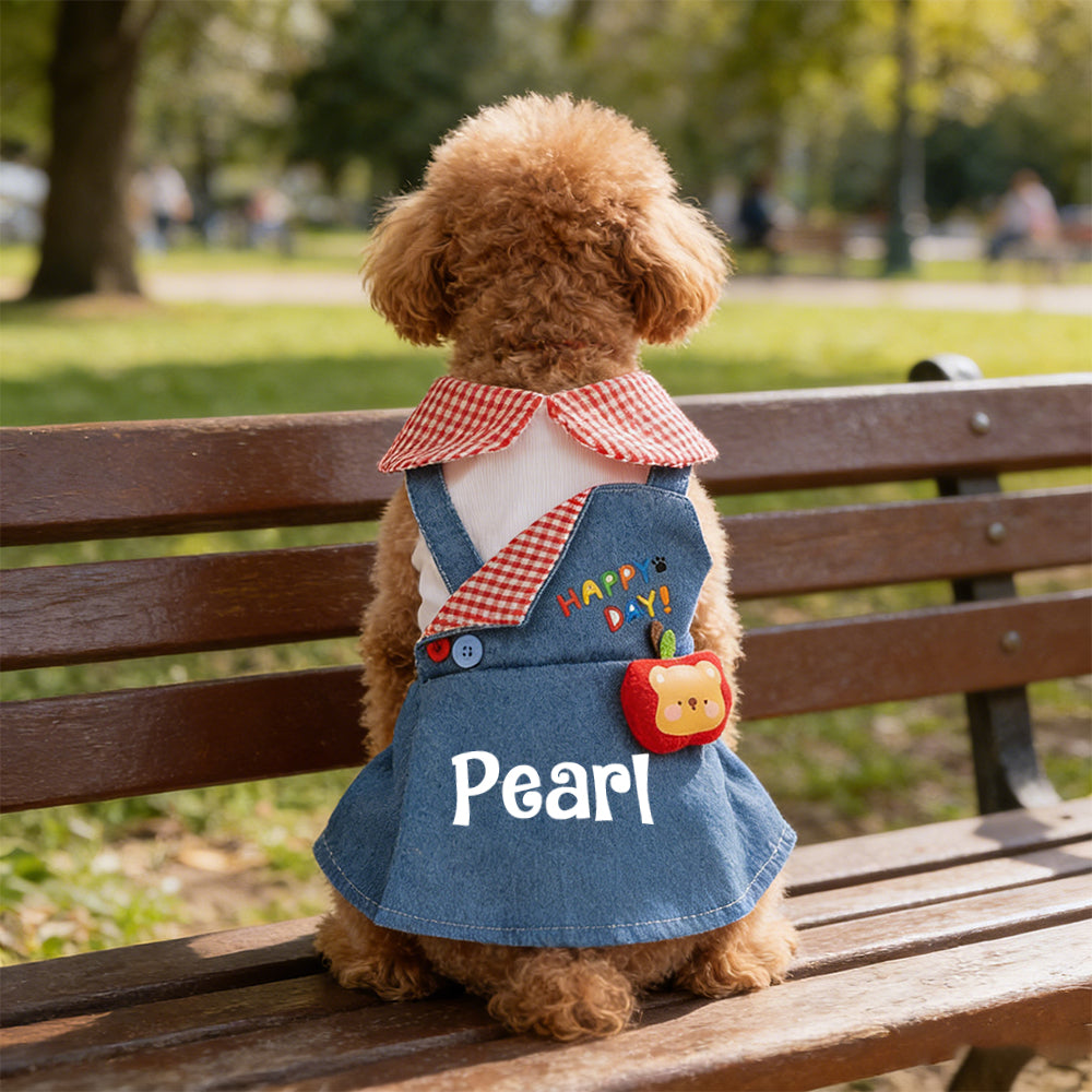 Personalized Name Pet Denim Overalls Dress  | inCloth59