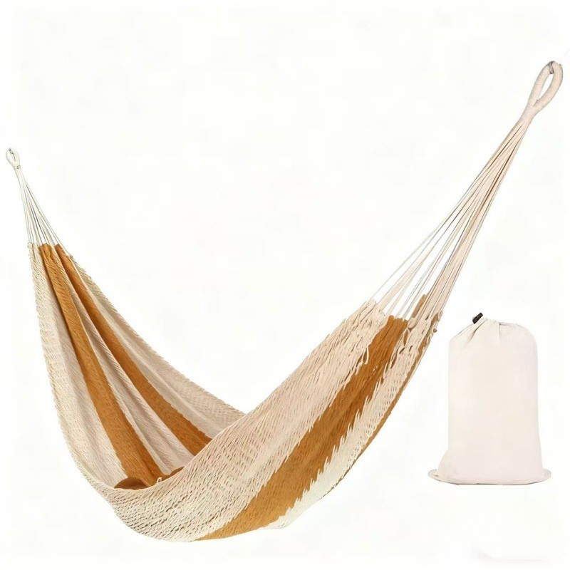 Hamac double en coton avec motif tressé à la main - Portable et respirant