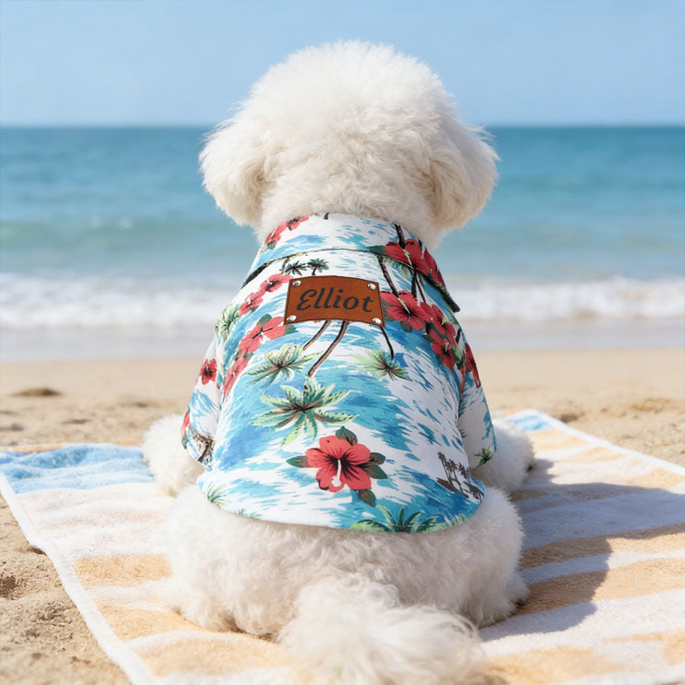 Personalisiertes Lederpatch Name Hawaii Haustier T-Shirt | inCloth57