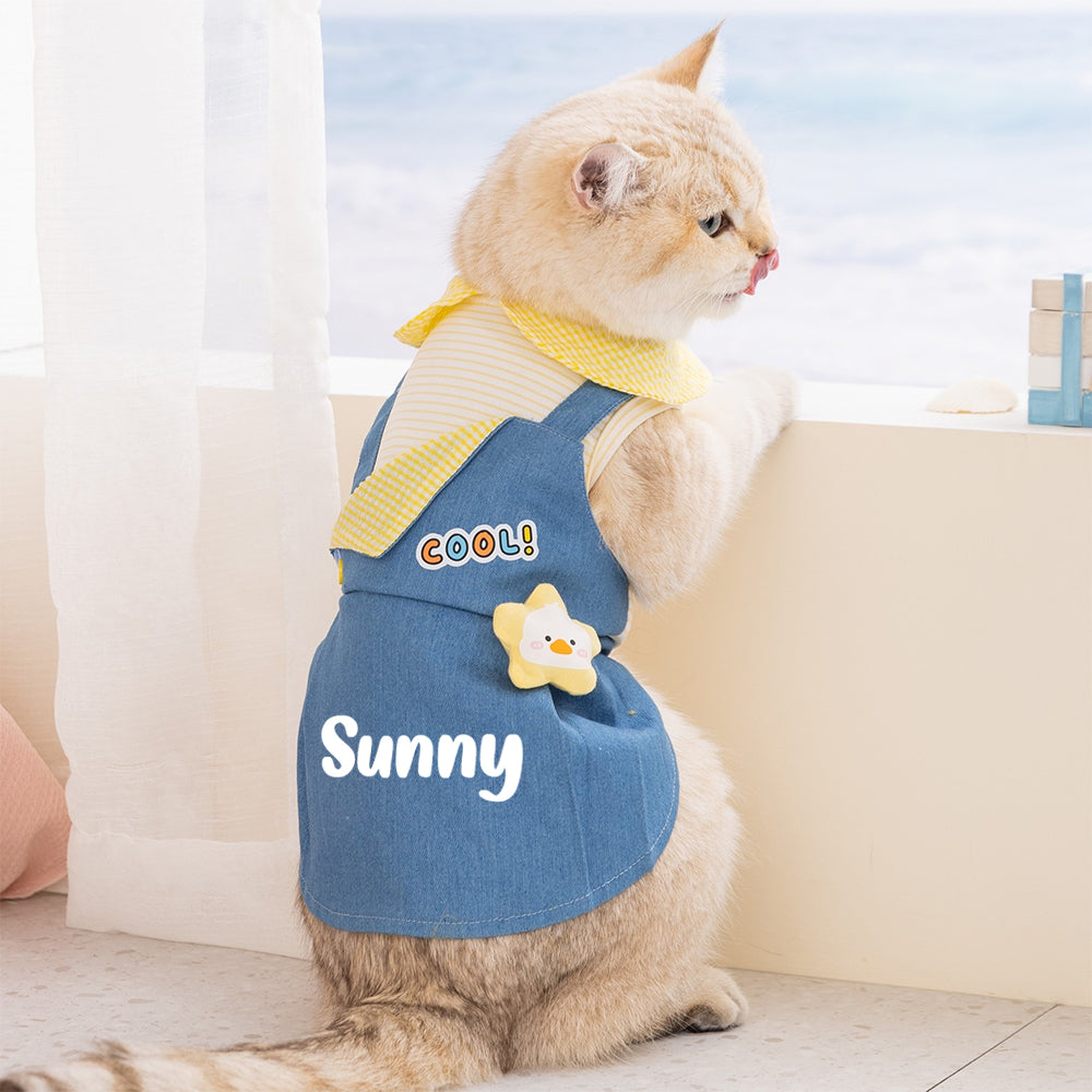 Personalized Name Pet Denim Overalls Dress  | inCloth59