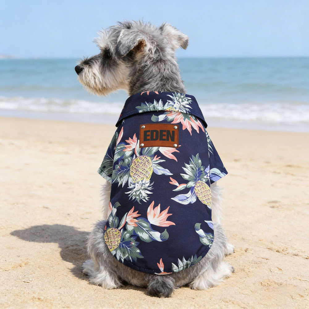 Personalisiertes Lederpatch Name Hawaii Haustier T-Shirt | inCloth57