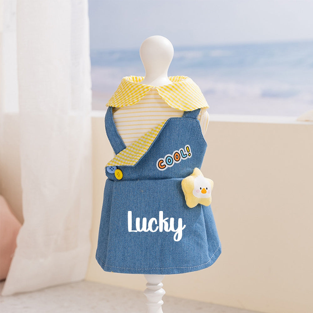 Personalized Name Pet Denim Overalls Dress  | inCloth59