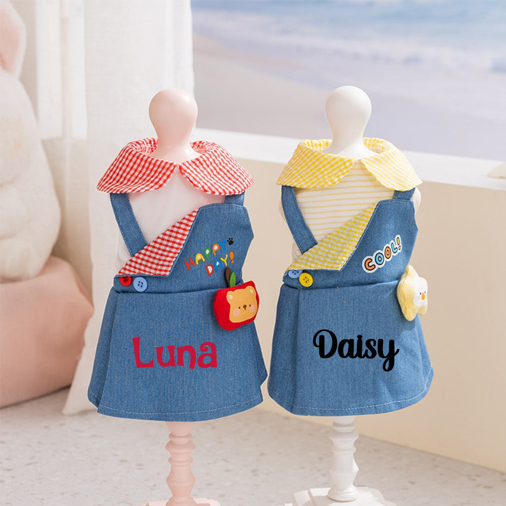 Personalized Name Pet Denim Overalls Dress  | inCloth59