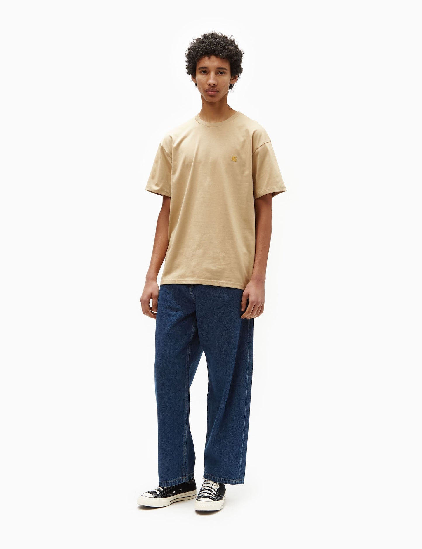 Chase T-Shirt (Loose) - Sandfarbenes Khaki/Gold