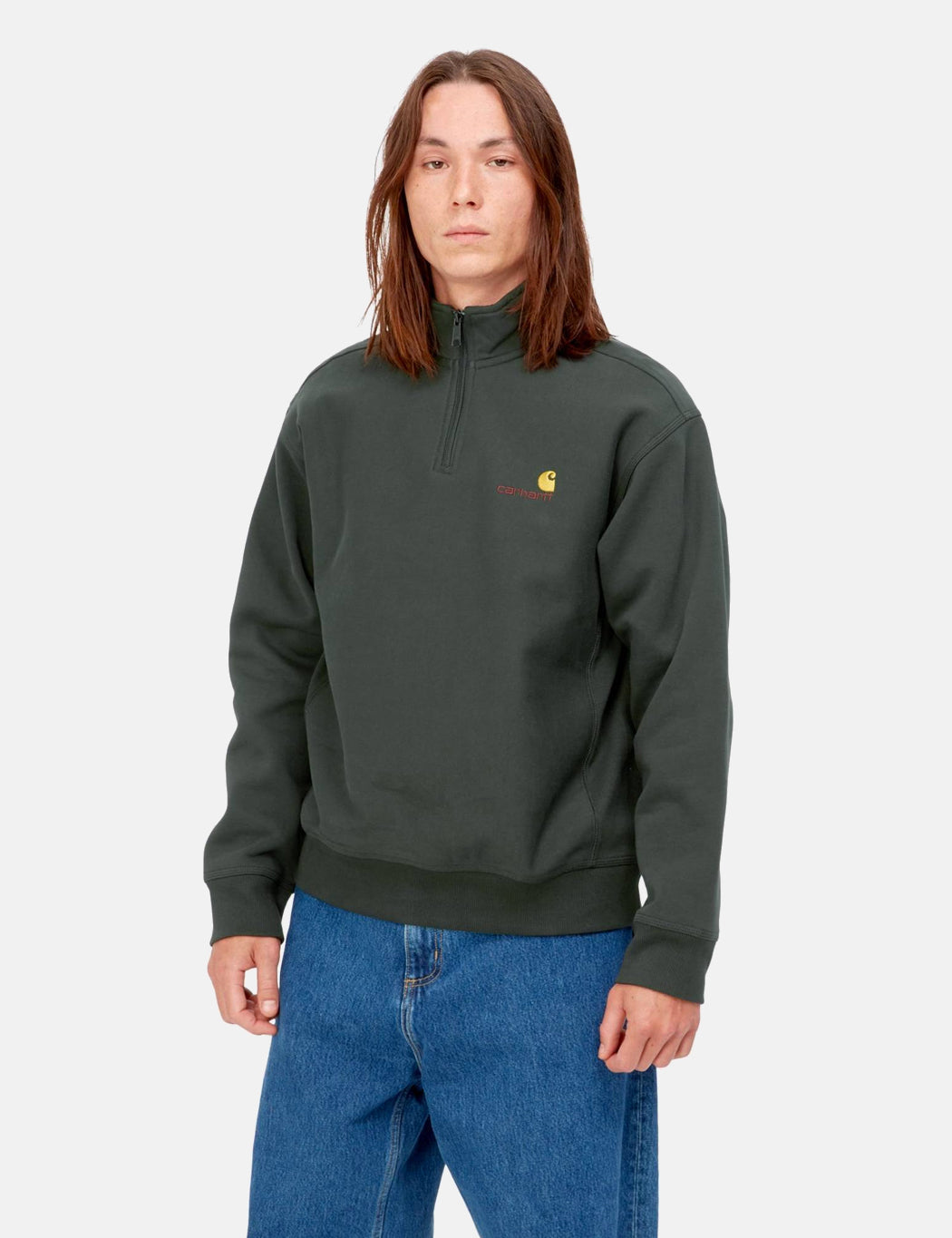 Half Zip American Script Sweatshirt - Enzianblau