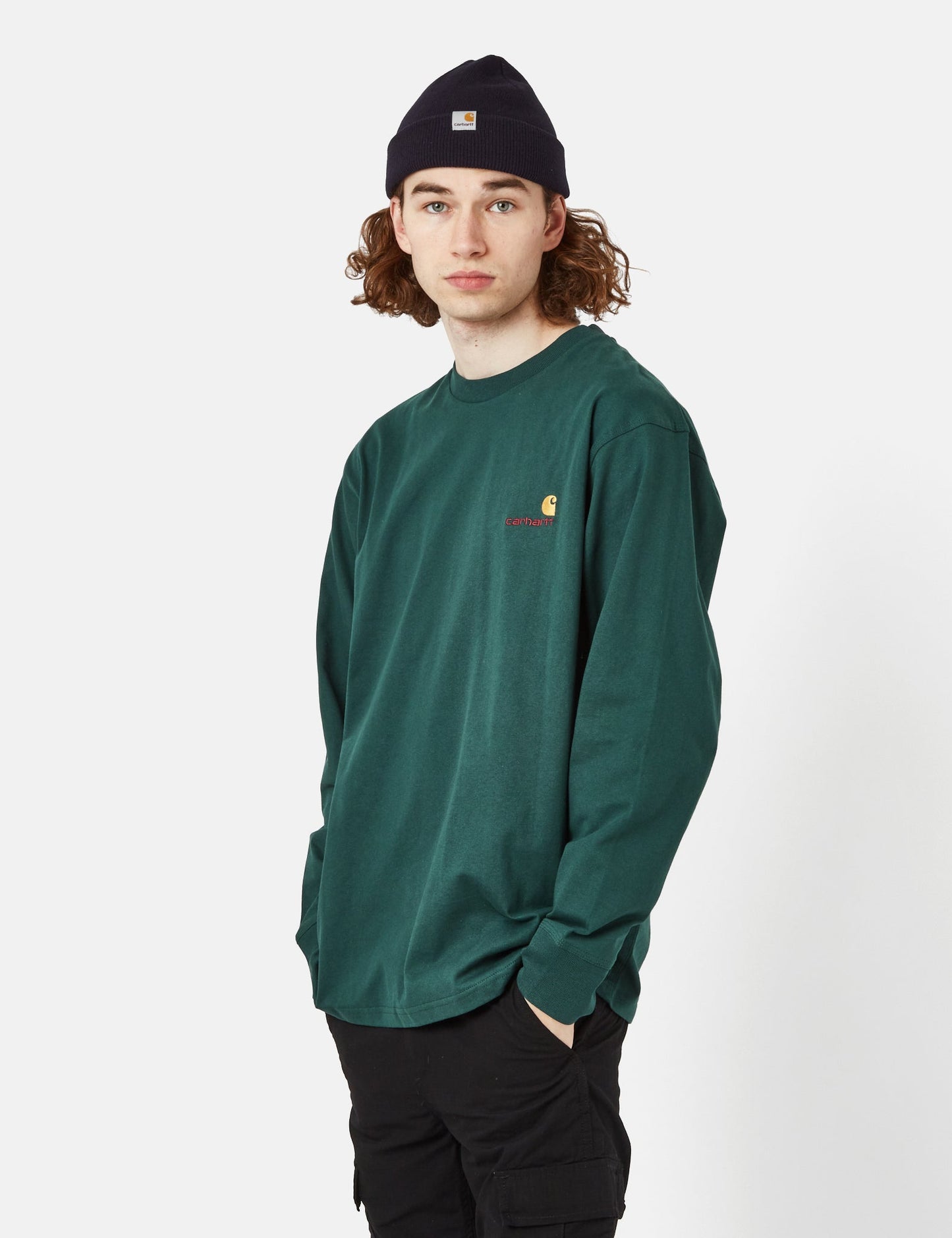 American Script Langarm-T-Shirt (Bio) - Botanic Green