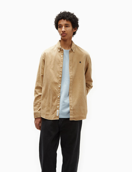 Chemise Madison en velours côtelé (coupe classique) - Kaki sablé