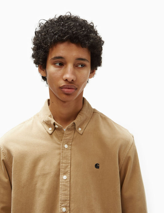 Chemise Madison en velours côtelé (coupe classique) - Kaki sablé