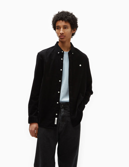 Chemise en velours côtelé Madison (coupe regular) - Noir/Ciré