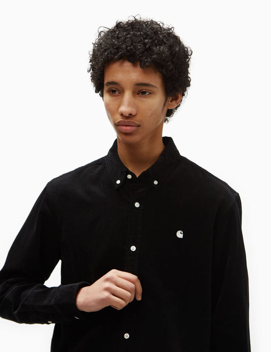 Chemise en velours côtelé Madison (coupe regular) - Noir/Ciré
