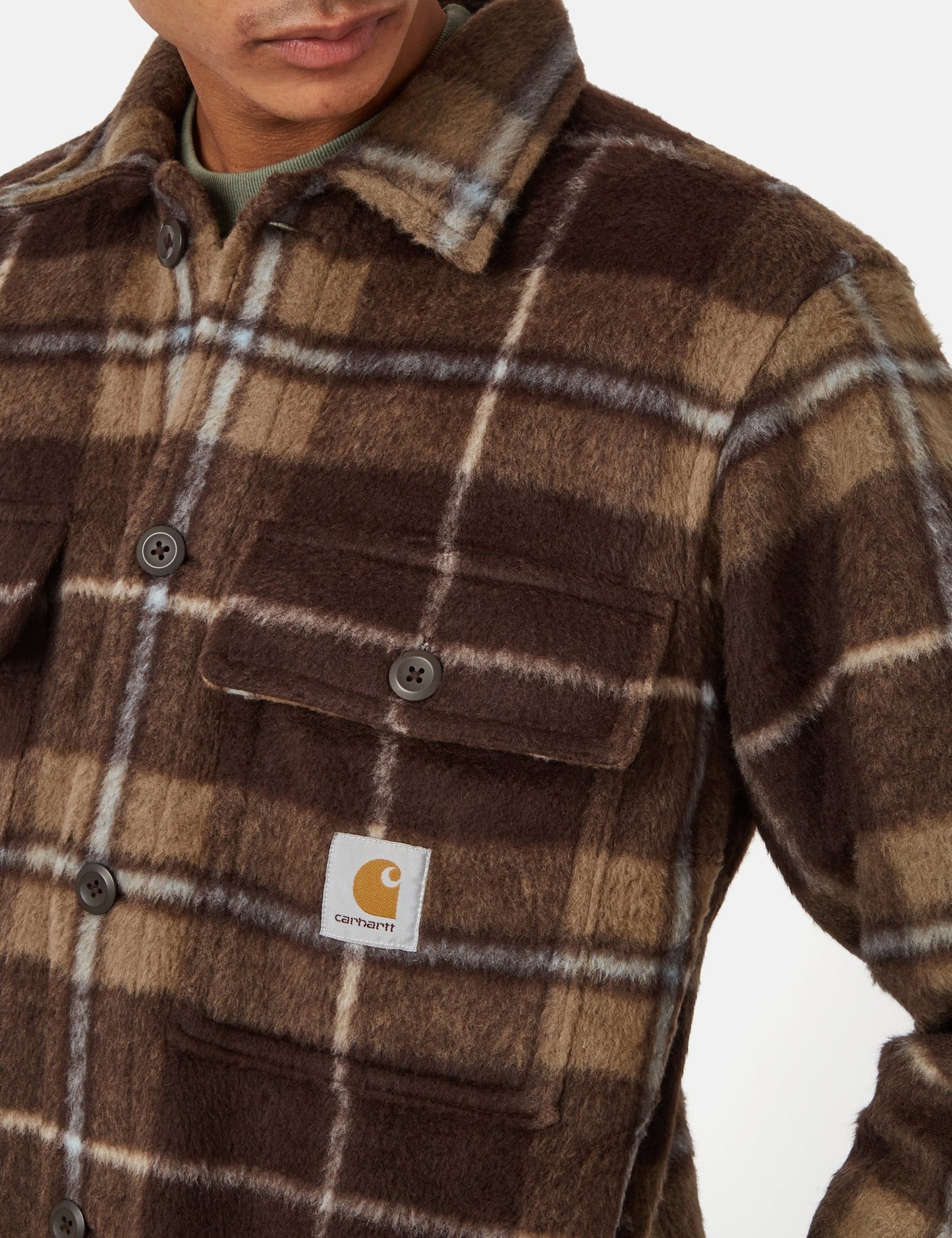 Manning Check Overshirt – Dunkles Umbra-Braun/Leder